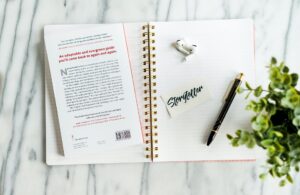 Storyteller sign on a notepad - engagement marketing